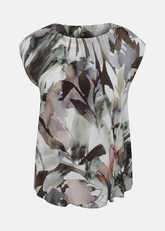 Toni T. Watercolor printed viscose top in Coffee Print