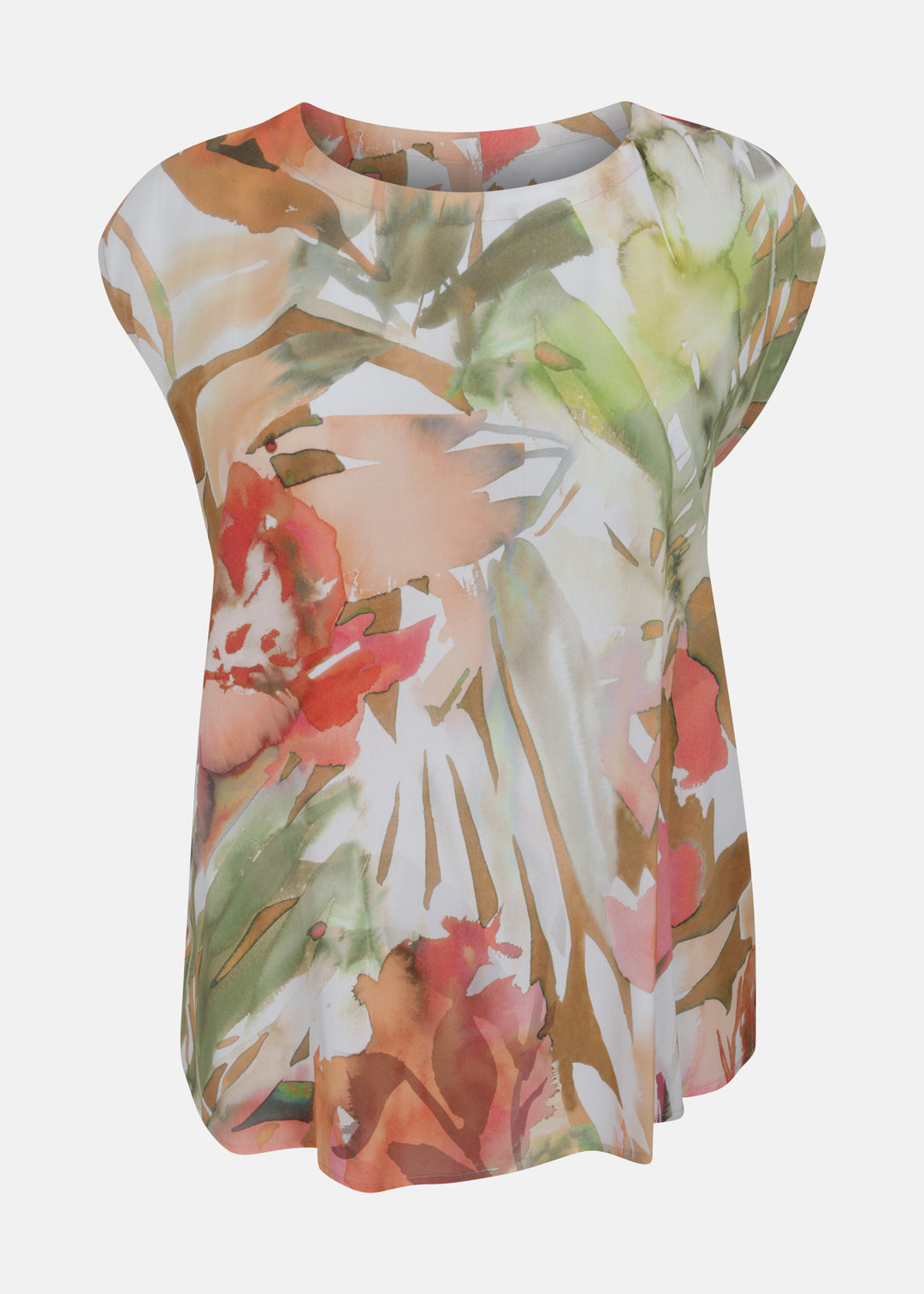 Toni T. Watercolor printed viscose top in Red print