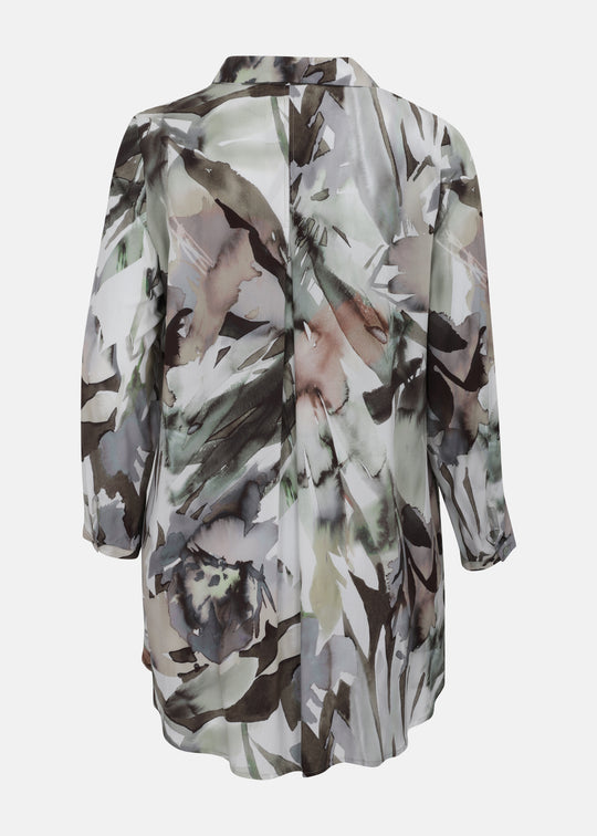 Toni T. Watercolor Long Sleeve Big shirt in Coffee Print