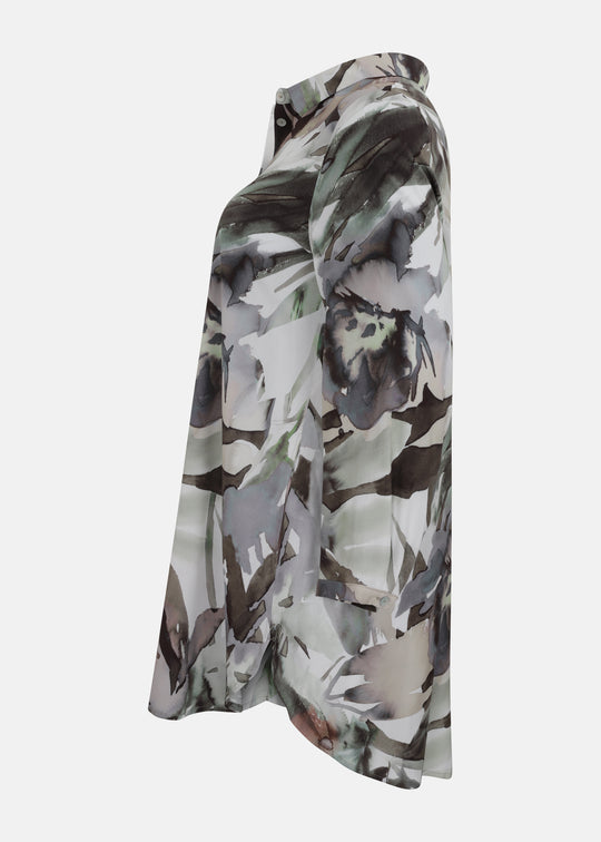 Toni T. Watercolor Long Sleeve Big shirt in Coffee Print