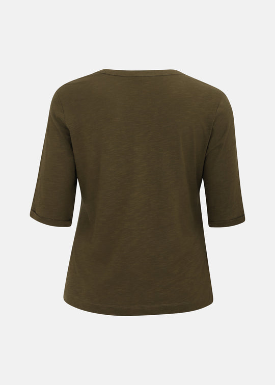 Sanctuary Dolce Notch Neck Tee in Forage Green