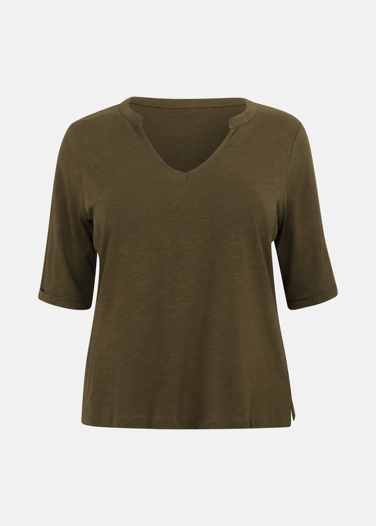 Sanctuary Dolce Notch Neck Tee in Forage Green
