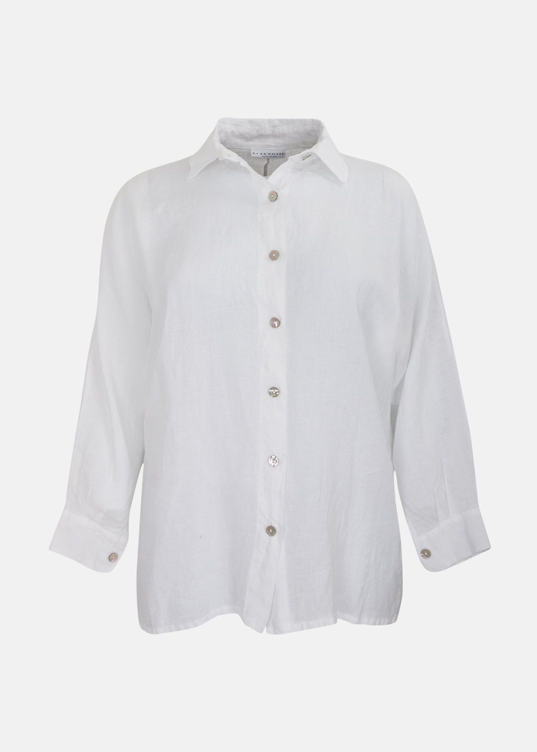 Bryn Walker Light Linen Bates Button Front Shirt in White — WHITE