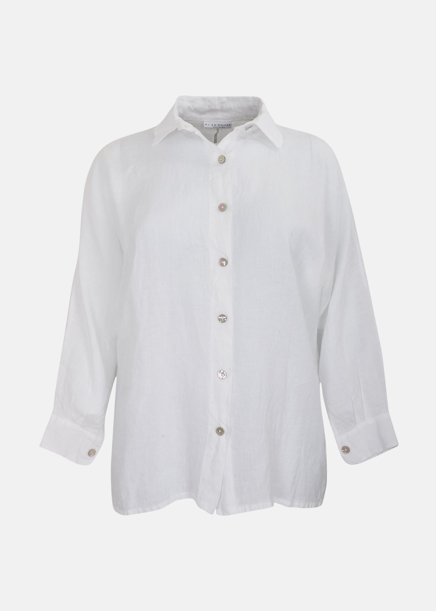 Bryn Walker Light Linen Bates Button Front Shirt in White — WHITE