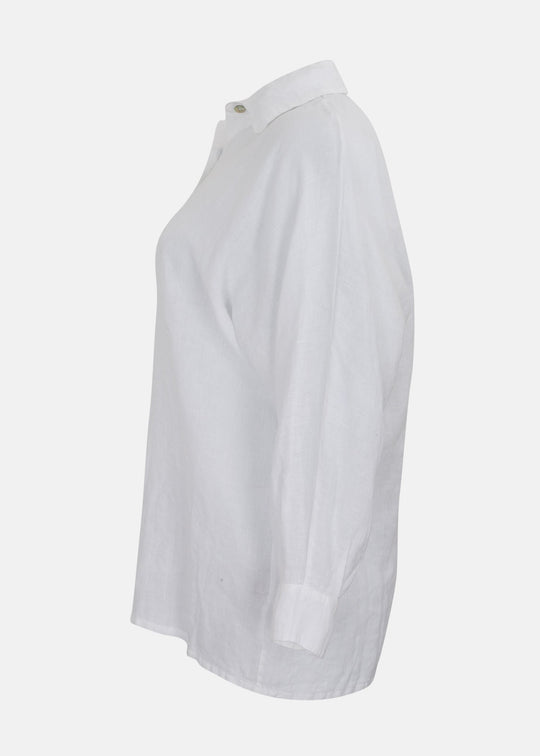 Bryn Walker Light Linen Bates Button Front Shirt in White — WHITE