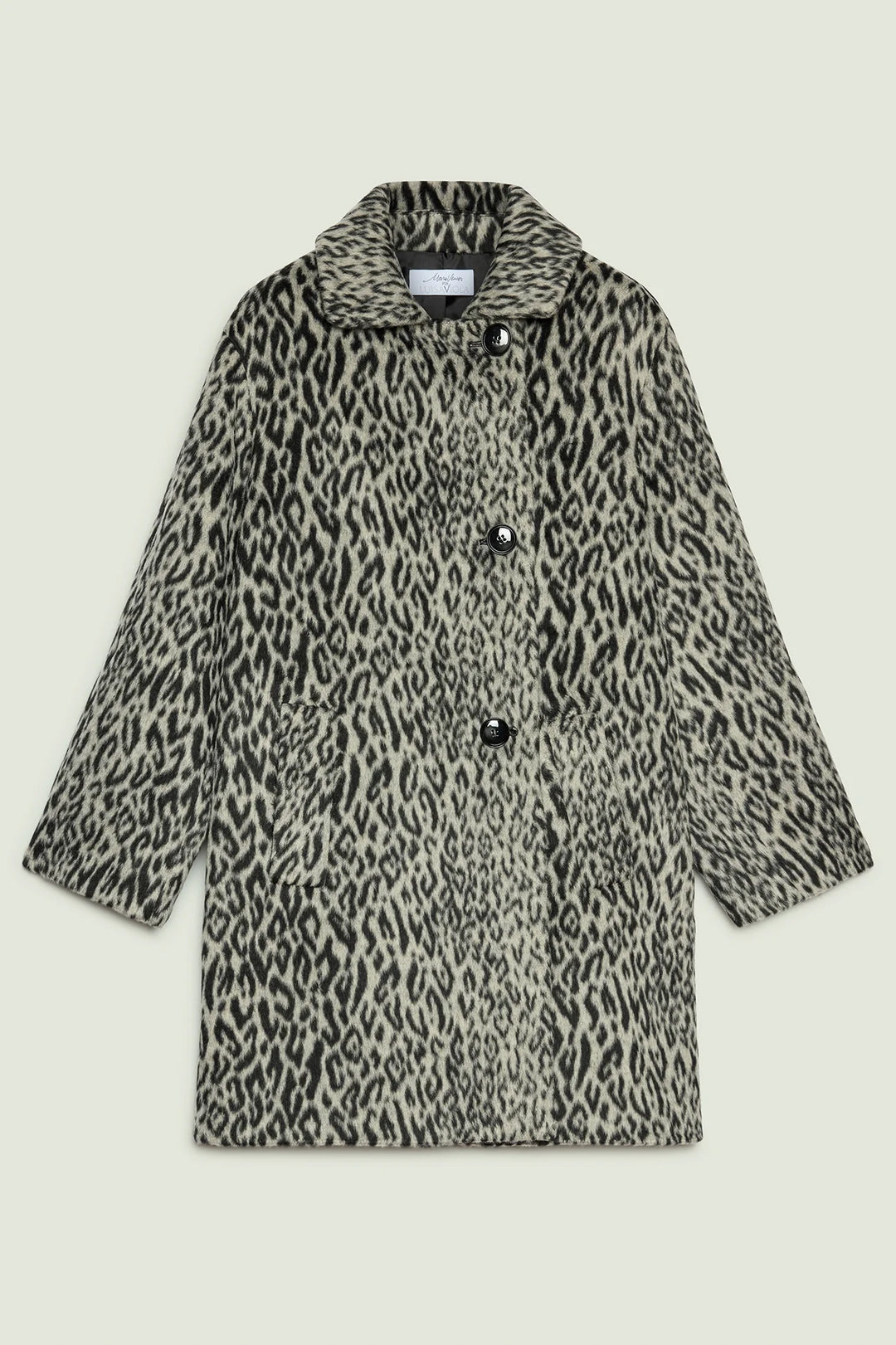 Leopard print button-front topper with pointed collar