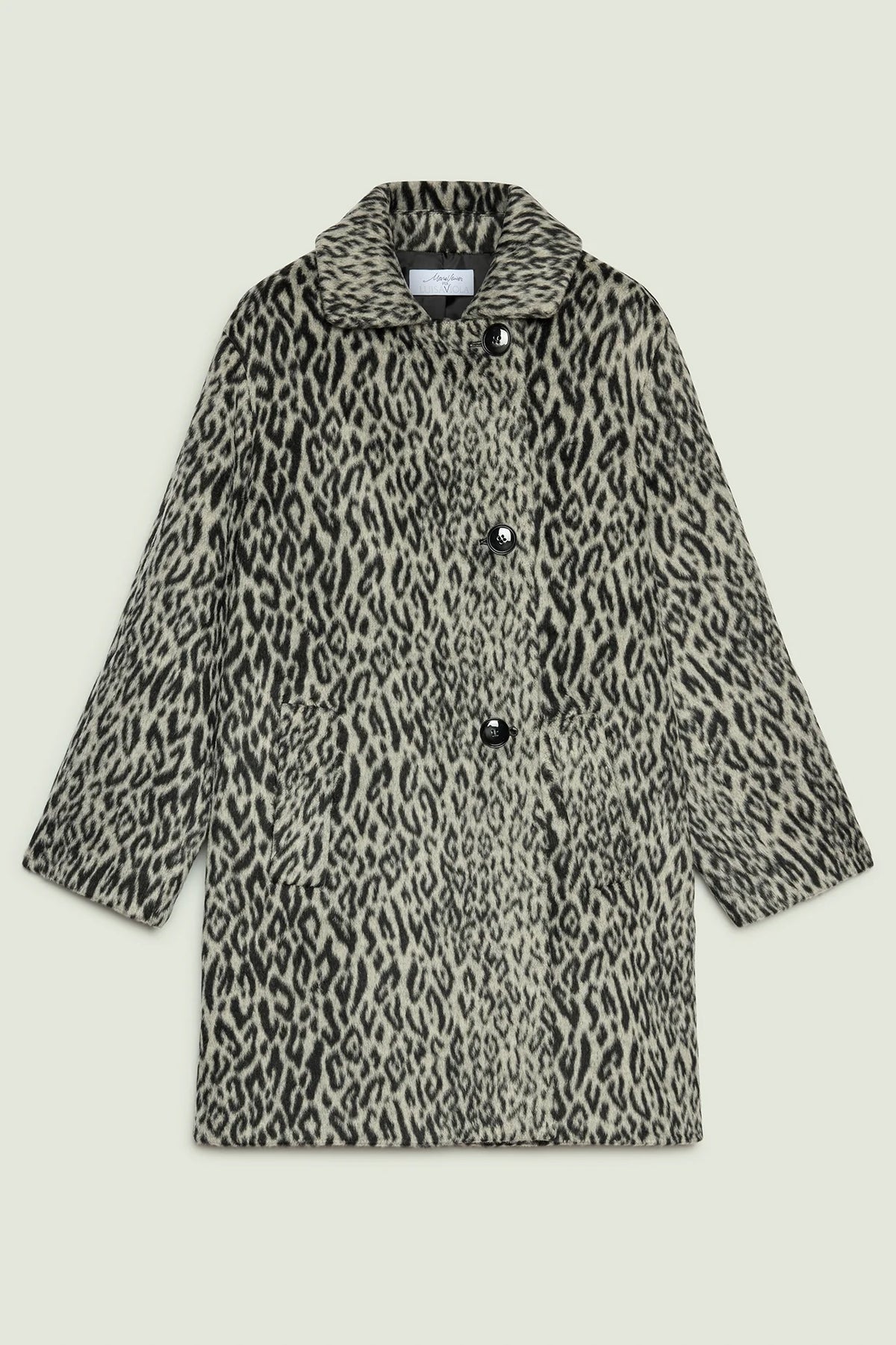 Leopard print button-front topper with pointed collar