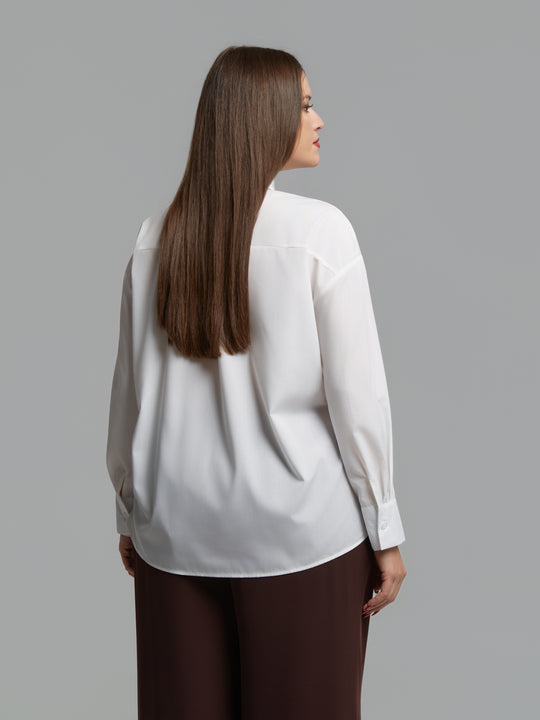Mat Fashions Long Sleeve Cotton Blend Shirt with Allover Pearl Detail in White
