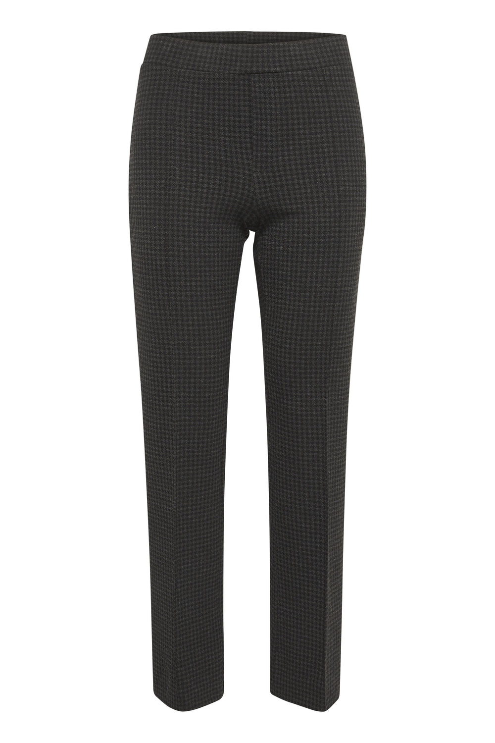 Part Two Pontas Stretch Easy fit Comfort Waist Pull on Ankle pant in Dark Grey Check