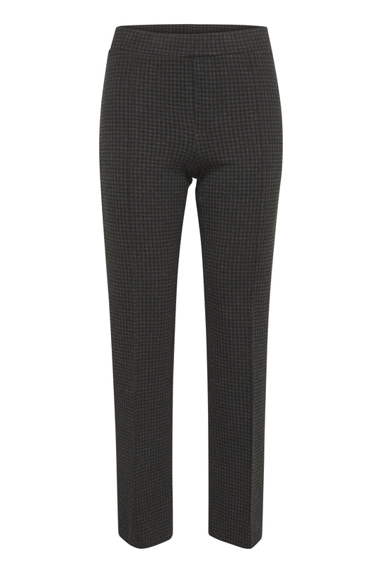 Part Two Pontas Stretch Easy fit Comfort Waist Pull on Ankle pant in Dark Grey Check