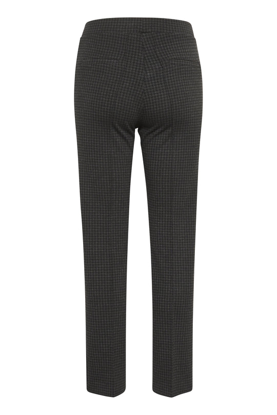 Part Two Pontas Stretch Easy fit Comfort Waist Pull on Ankle pant in Dark Grey Check