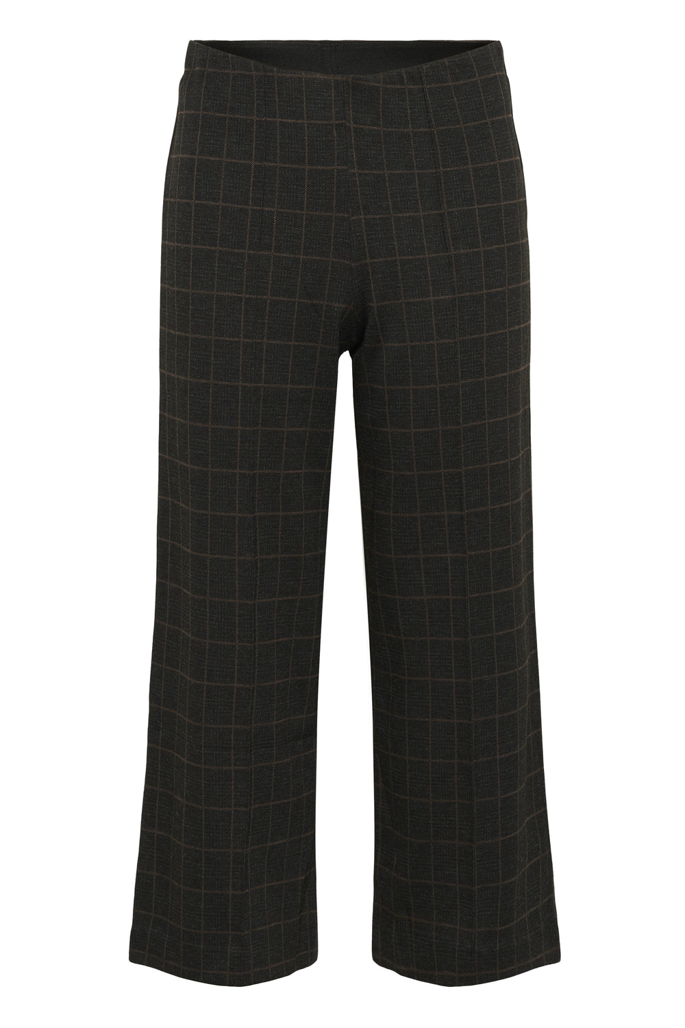 Part Two Ilisan Cropped Wide Leg Easy fit stretch Pull on Pant in Grey Check