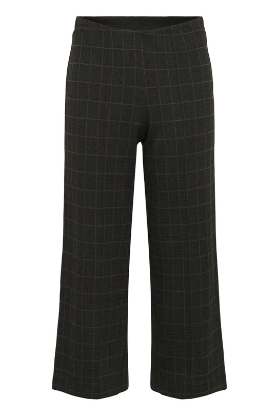 Part Two Ilisan Cropped Wide Leg Easy fit stretch Pull on Pant in Grey Check