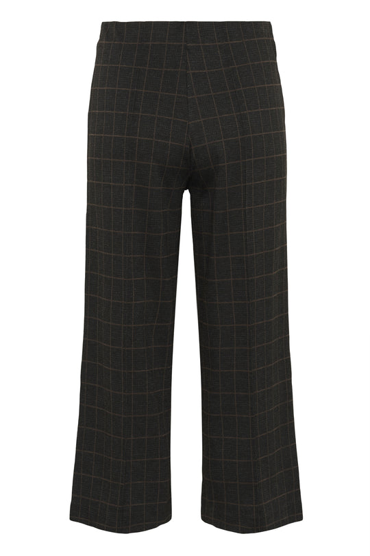 Part Two Ilisan Cropped Wide Leg Easy fit stretch Pull on Pant in Grey Check