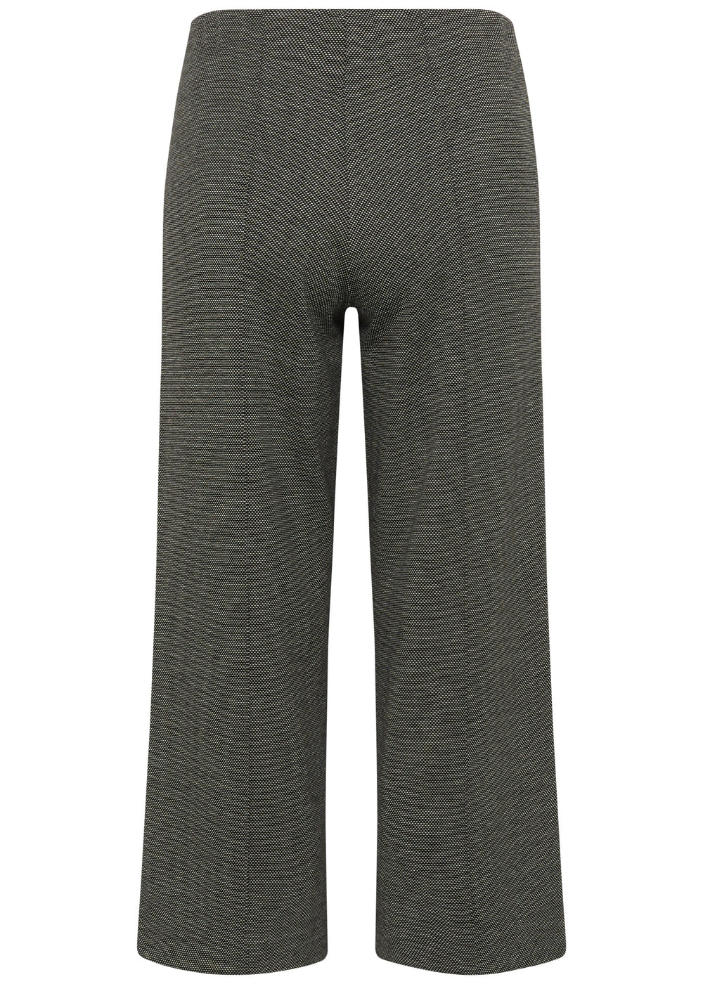back view of plus size Part Two Ilisan Cropped Wide Leg Easy fit stretch Pull on Pant in Salt and Pepper