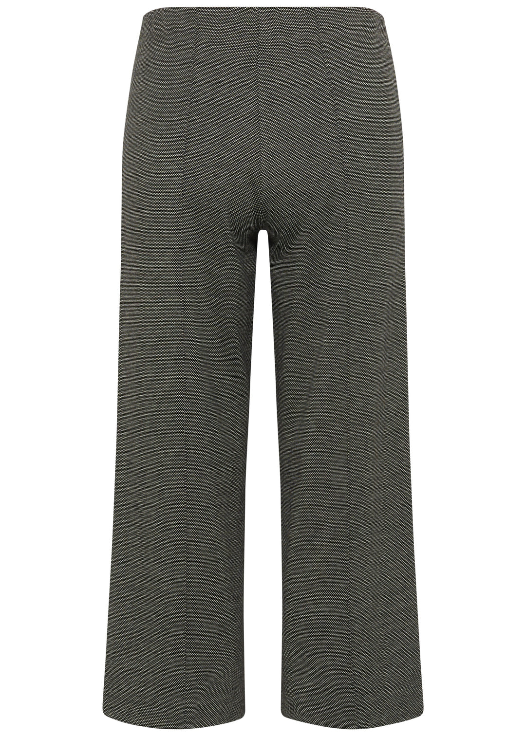 back view of plus size Part Two Ilisan Cropped Wide Leg Easy fit stretch Pull on Pant in Salt and Pepper