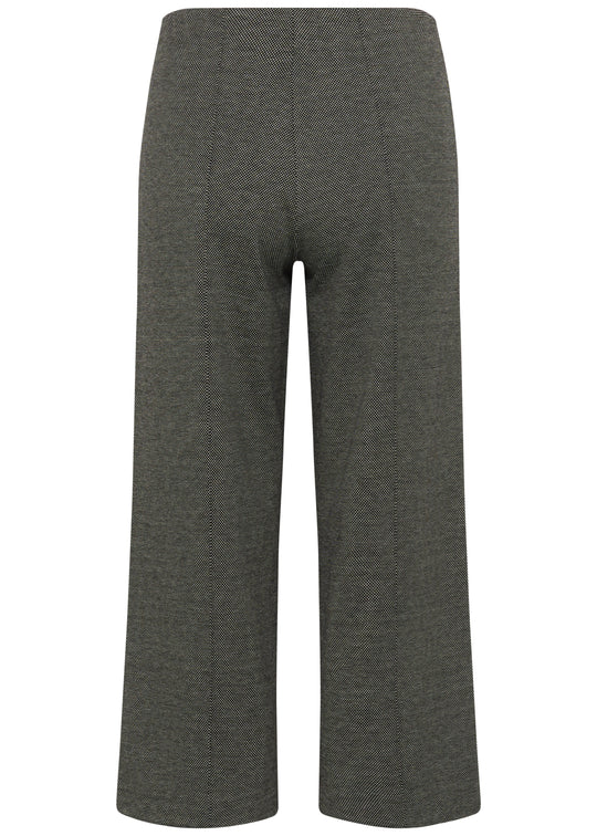 back view of plus size Part Two Ilisan Cropped Wide Leg Easy fit stretch Pull on Pant in Salt and Pepper