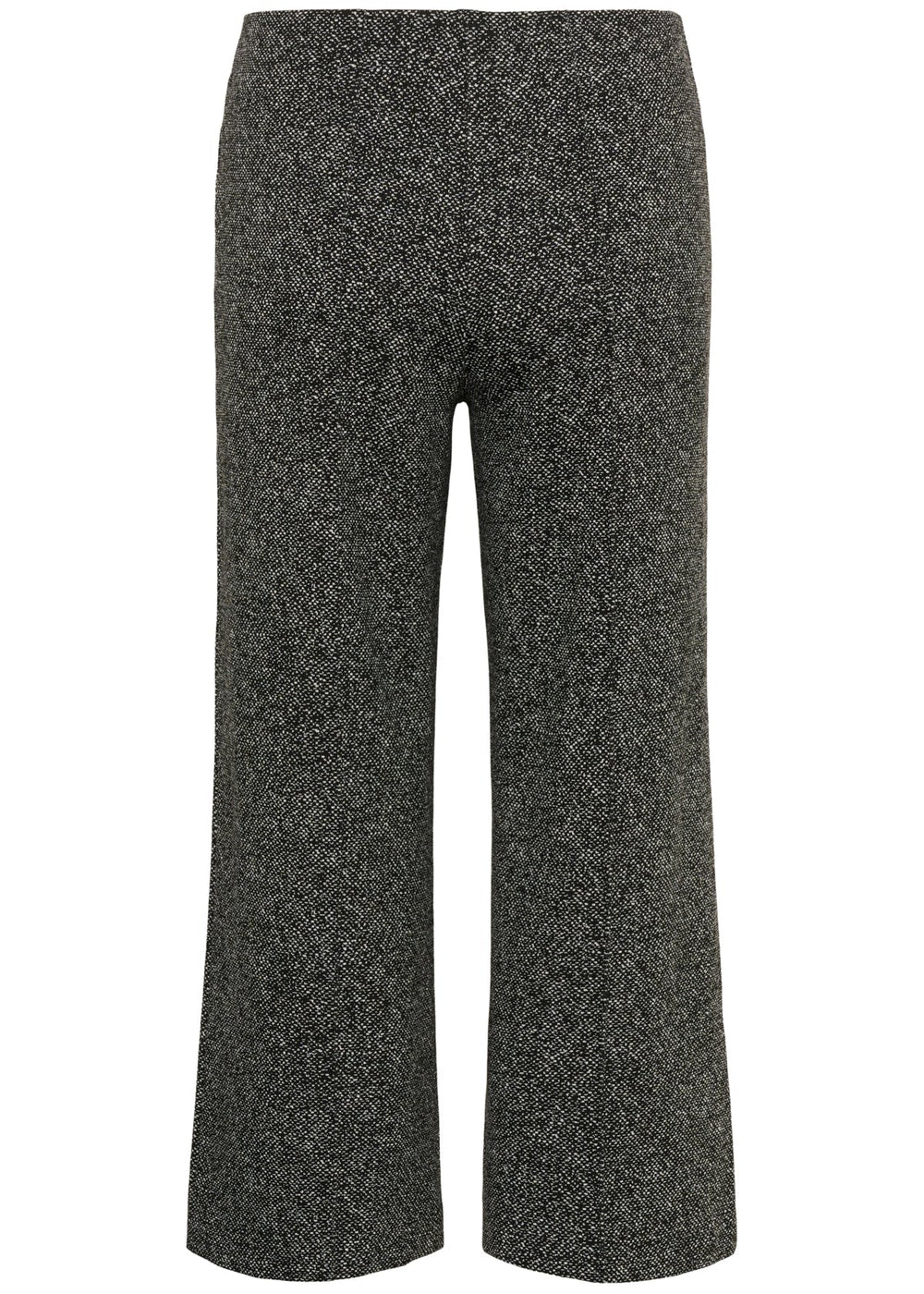 Salt-and-pepper wide-leg pull-on pants with stretch, full front-to-back silhouette