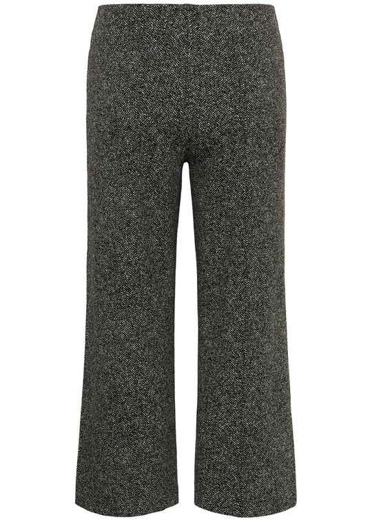 Salt-and-pepper wide-leg pull-on pants with stretch, full front-to-back silhouette