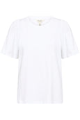 Part Two Imalia Cotton Gathered Sleeve Crew Neck Tee in Bright White