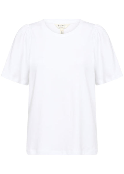 Part Two Organic Cotton Crew Neck Ratana Classic Elbow Sleeve Tee in Bright White