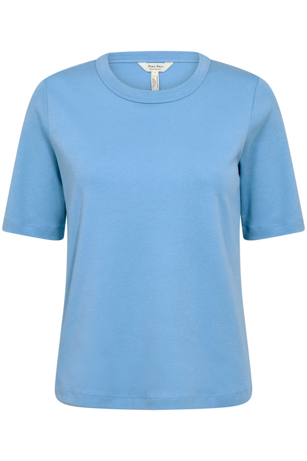 Part Two Ratana Cotton Elbow Sleeve Crewneck Tee in Silver Lake Blue