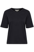 Part Two Organic Cotton Crew Neck Ratana Classic Elbow Sleeve Tee in Black