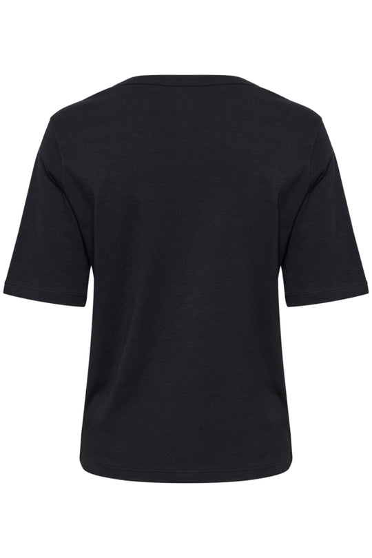 Part Two Organic Cotton Crew Neck Ratana Classic Elbow Sleeve Tee in Black