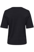 Part Two Organic Cotton Crew Neck Ratana Classic Elbow Sleeve Tee in Black