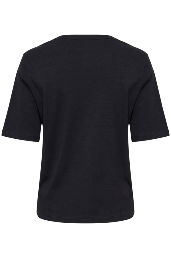 Part Two Organic Cotton Crew Neck Ratana Classic Elbow Sleeve Tee in Black