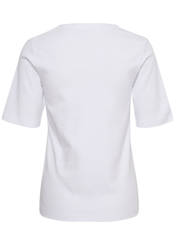 Back view of Part Two Ratansa Cotton Short Sleeve V-neck Tee in White
