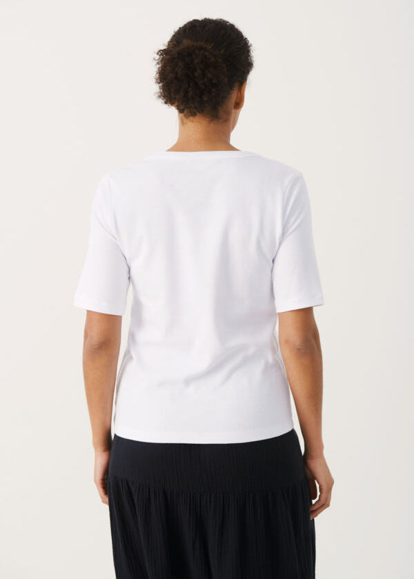 Back view of Part Two Ratansa Cotton Short Sleeve V-neck Tee in White