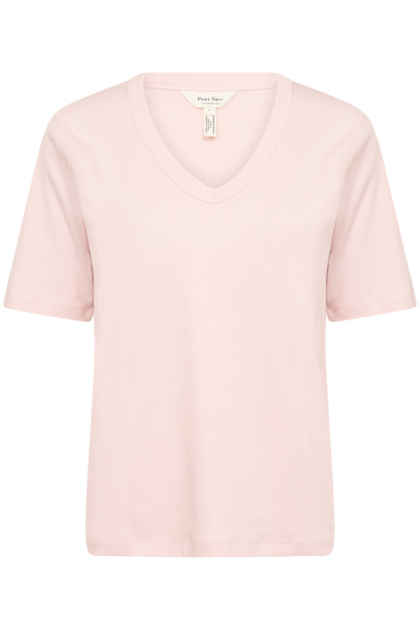 Part Two Ratansa Cotton Elbow Sleeve V-neck Tee in Mauve Chalk