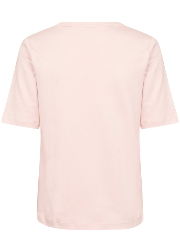 back view of Part Two Ratansa Cotton Short Sleeve V-neck Tee in Mauve Chalk