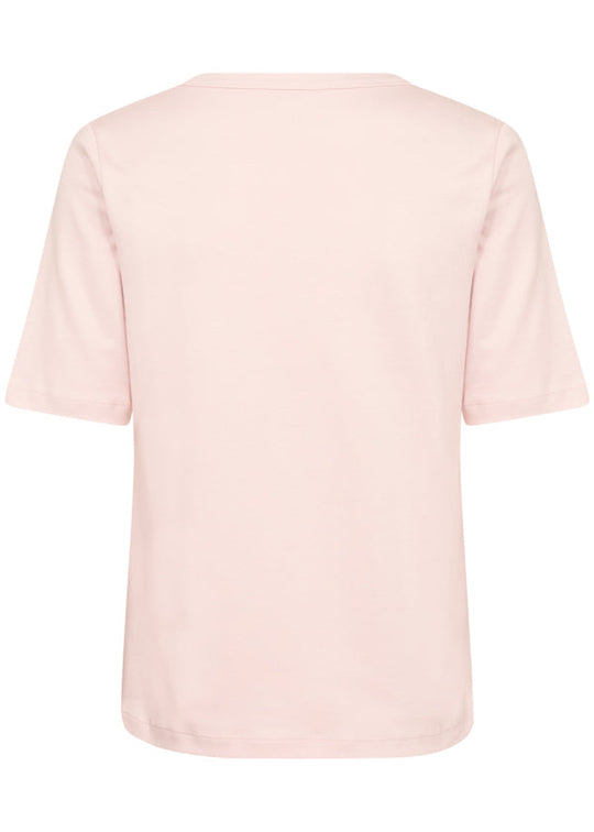 back view of Part Two Ratansa Cotton Short Sleeve V-neck Tee in Mauve Chalk