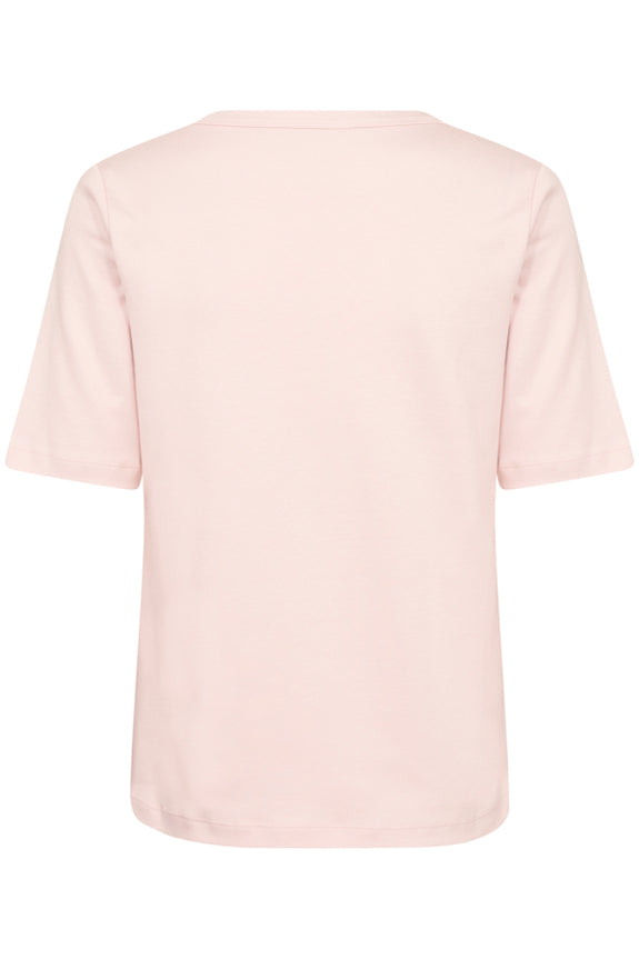 Part Two Ratansa Cotton Elbow Sleeve V-neck Tee in Mauve Chalk