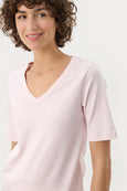 Part Two Ratansa Cotton Elbow Sleeve V-neck Tee in Mauve Chalk