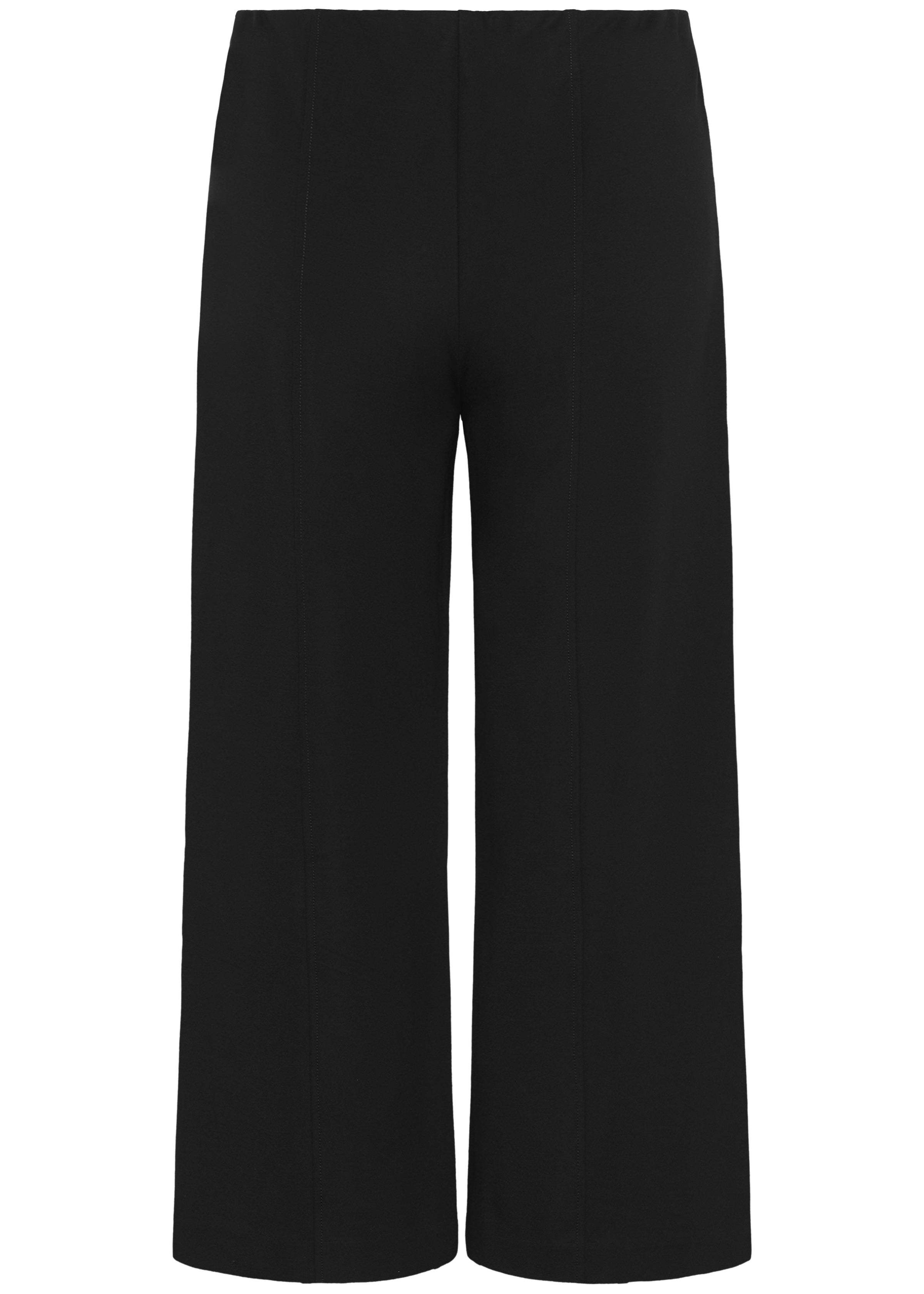 back view of plus size Part Two Ilissa Cropped Wide Leg Easy Fit Stretch Pull on Pant in Black