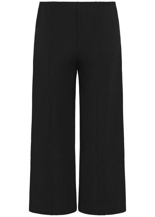 back view of plus size Part Two Ilissa Cropped Wide Leg Easy Fit Stretch Pull on Pant in Black