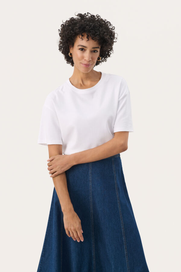 Part Two Jamina Organic cotton Crew neck Boxy Tee in Bright White