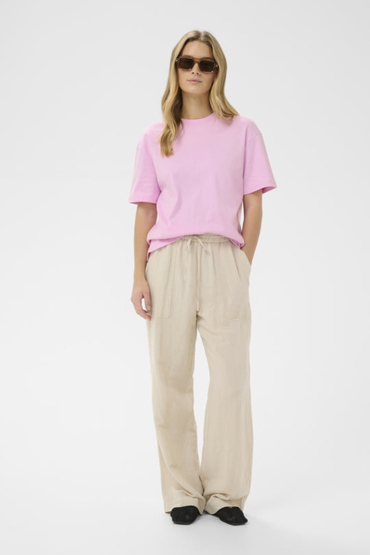 Part Two Jamina Organic cotton Crew neck Boxy Tee in Cameo Pink