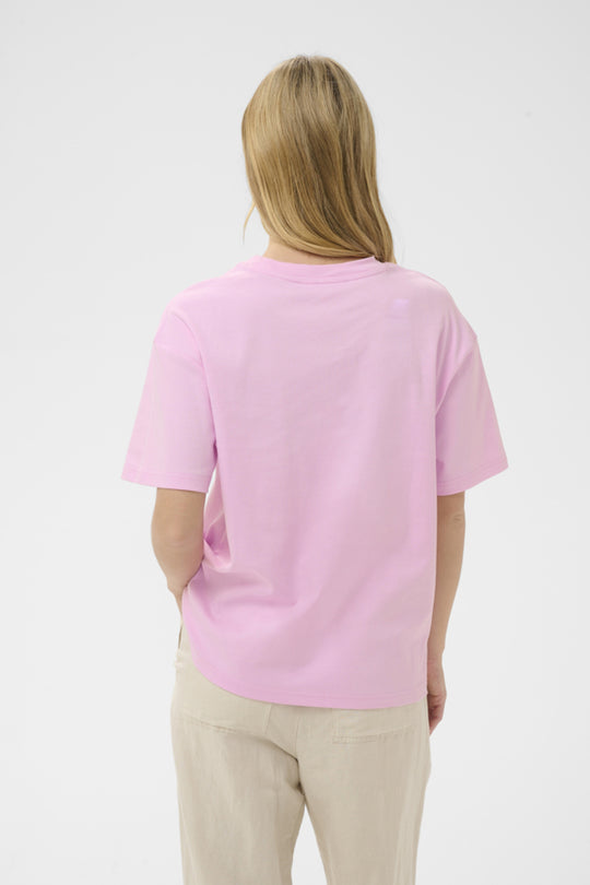 Part Two Jamina Organic cotton Crew neck Boxy Tee in Cameo Pink