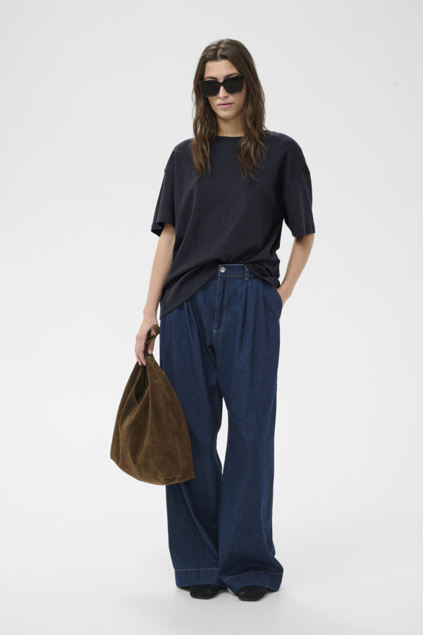 Part Two Jamina Organic cotton Crew neck Boxy Tee in Dark Navy