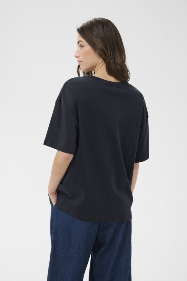 Part Two Jamina Organic cotton Crew neck Boxy Tee in Dark Navy