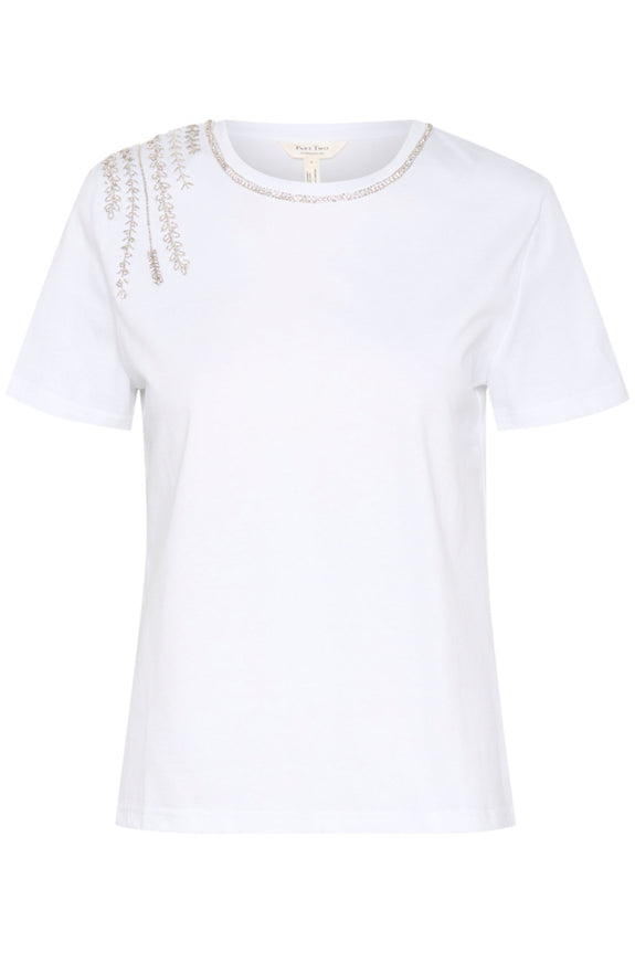 Part Two Maggi Short Sleeve Cotton Tee with Lurex in White