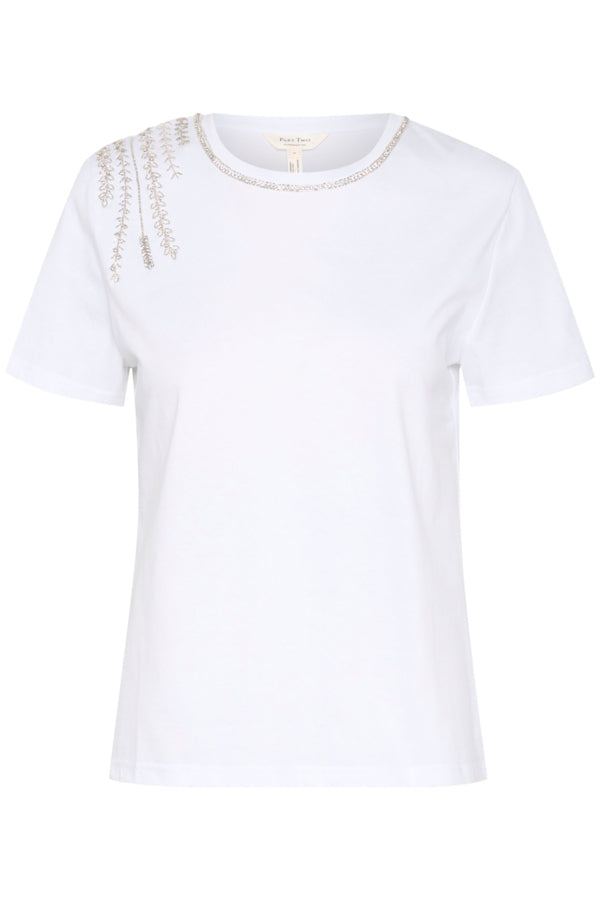 Part Two Maggi Short Sleeve Cotton Tee with Lurex in White