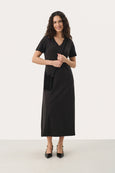 Part Two Natazia V-Neck Long paneled Jersey Dress in Black