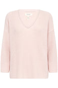 Part Two Etrona Linen/Cotton Blend V-neck 3/4 Sleeve Sweater in Mauve Chalk