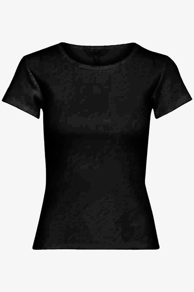 Part Two Short Sleeve Scoopneck Ribbed Tee in Black