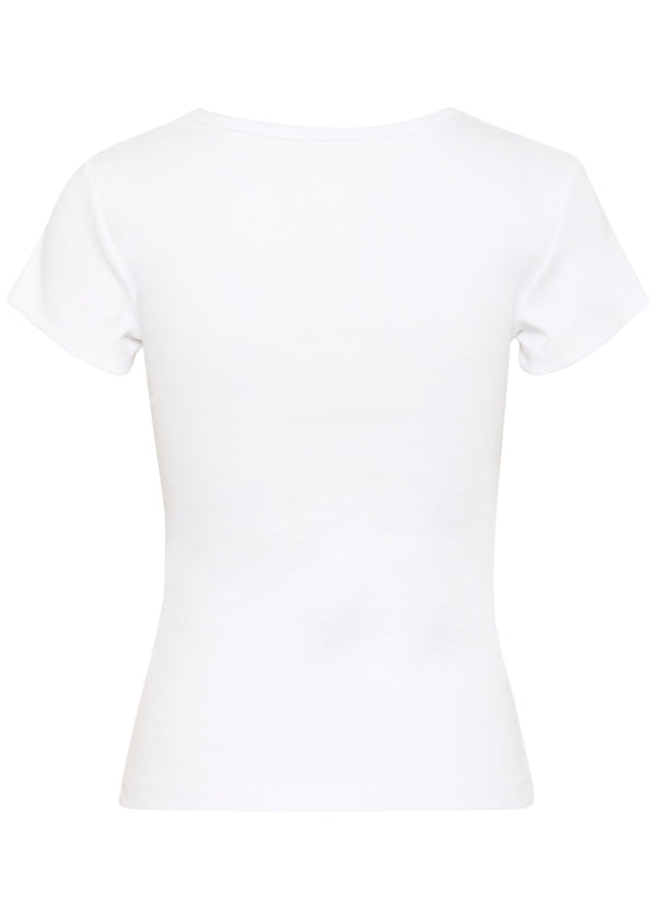 Back view of plus size Part Two Short Sleeve Scoopneck Ribbed Tee in Bright White